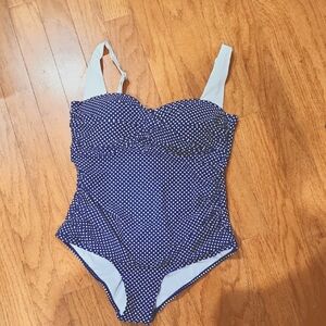 Navy Polka Dot One-Piece Swimsuit‎